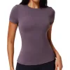 A purple short-sleeved T-shirt for women made of mulberry silk, a loose Korean-style top Item Picture